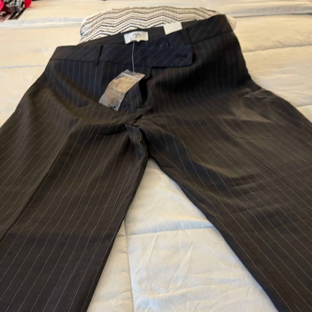 Ann Taylor Black Pinstripe Trousers